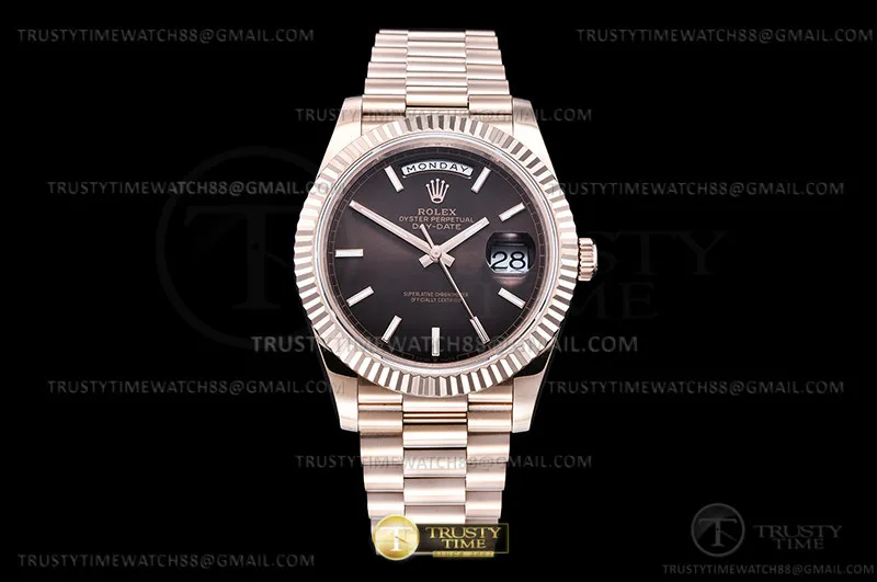 RDD0298A - DayDate 40mm 904L Flt RG/RG Brn/Stk GMF VR3255