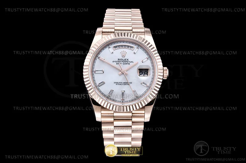 RDD0298G - DayDate 40mm 904L Flt RG/RG M-Wht/Dia GMF VR3255