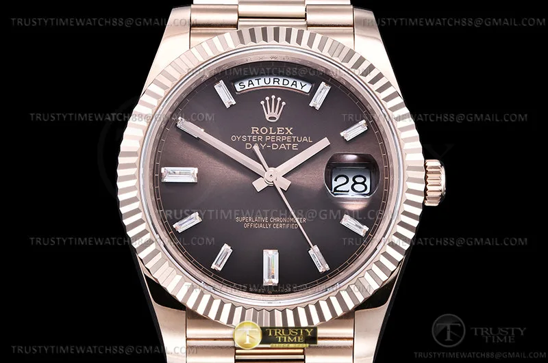 RDD0299B - DayDate 40mm 904L Flt RG/RG Brn/Dia GMF VR3255