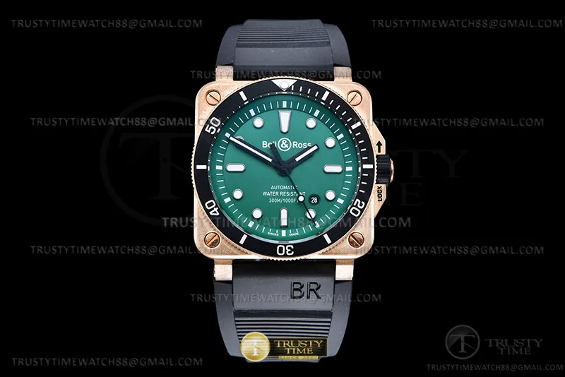 BR139A - Bell Ross BR03-92 Diver 42mm Blk BR/RU Grn WMF A2824
