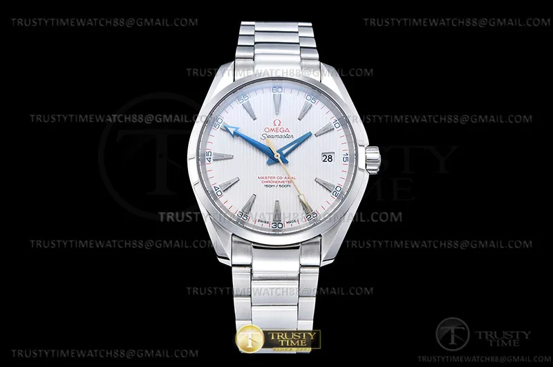 OMG0861E - Aqua Terra 40mm SS/SS Wht Stripe/Blue JVS A8500