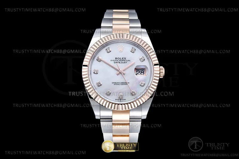 R2DJ0475G -DJ2 41mm 126331 Oys Flt 904L RG/SS M-Wh/Dia EWE A3235