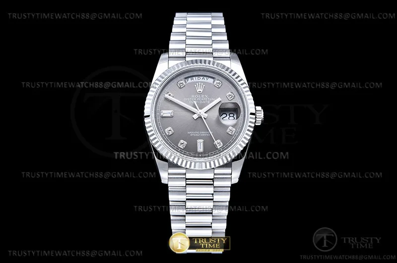 RDD0320A - DayDate 36mm Wt 904L Flt SS/SS Grey/Dia QF VR3255