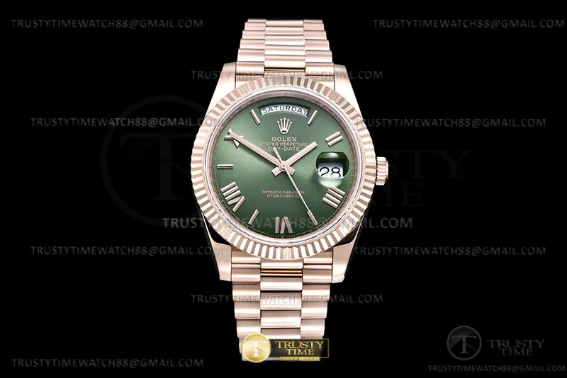 RDD0323J - DayDate 40mm 904L Flt RG/RG Grn/Rm/Stk GMF A2836