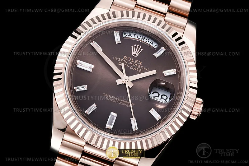 RDD0325C - DayDate 40mm 904L Flt RG/RG Brown/Dia GMF A2836