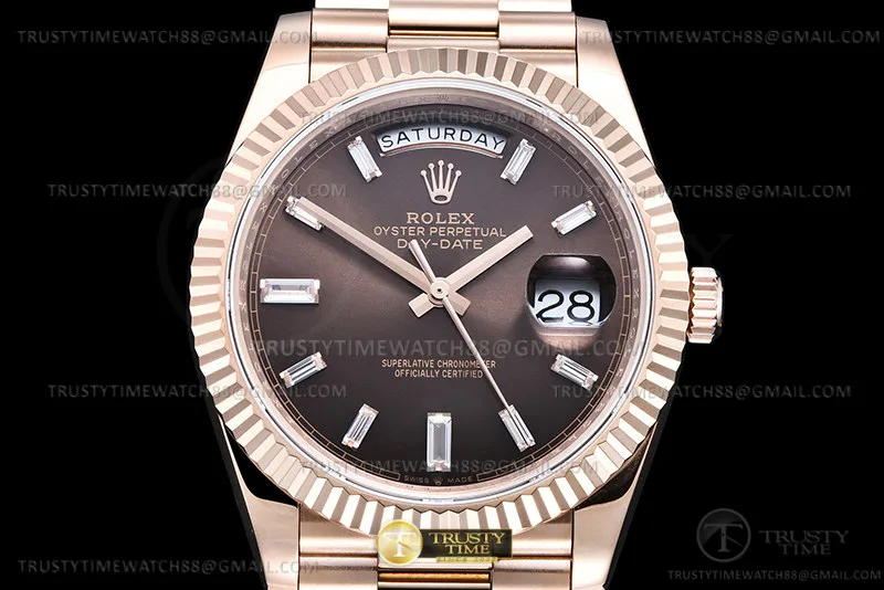 RDD0325C - DayDate 40mm 904L Flt RG/RG Brown/Dia GMF A2836