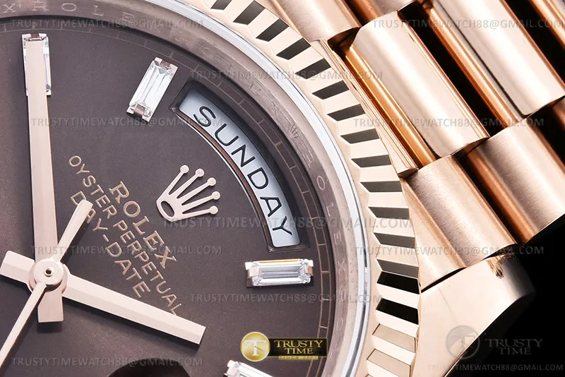 RDD0325C - DayDate 40mm 904L Flt RG/RG Brown/Dia GMF A2836