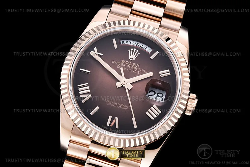 RDD0330C - DayDate 36mm Wt 904L Flt RG/RG Brn/Rm Stk QF VR3255