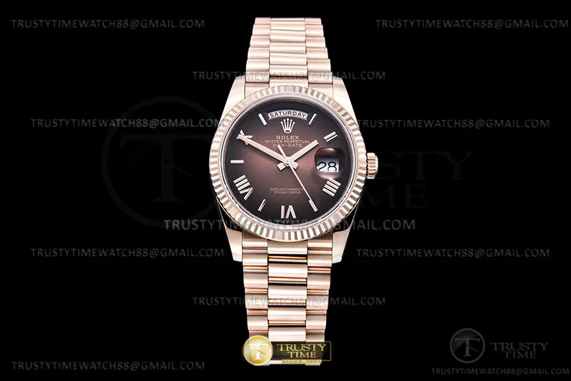 RDD0330C - DayDate 36mm Wt 904L Flt RG/RG Brn/Rm Stk QF VR3255