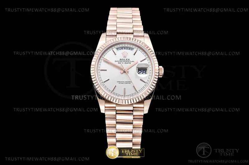 RDD0330I - DayDate 36mm Wt 904L Flt RG/RG RG/Stk QF VR3255