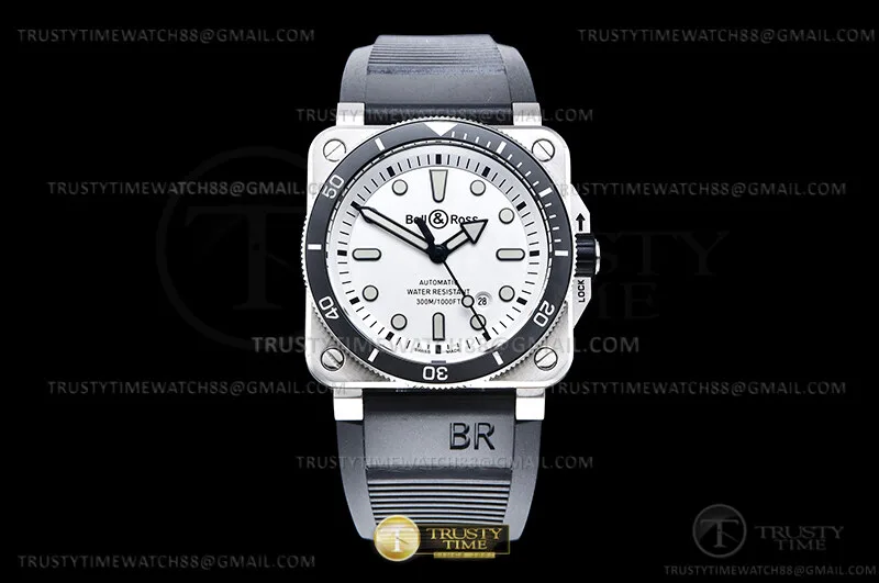 BR143C - Bell Ross BR03-92 Diver 42mm SS/RU Weiß WMF A2824
