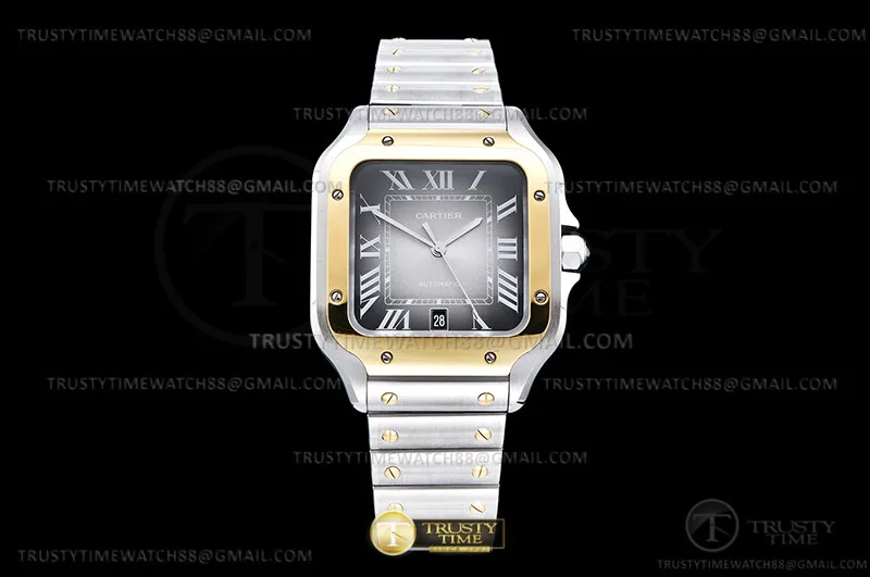 CAR0596 - Santos De Cartier 2018 Mens XL YG/SS Grey BVF SH-MY