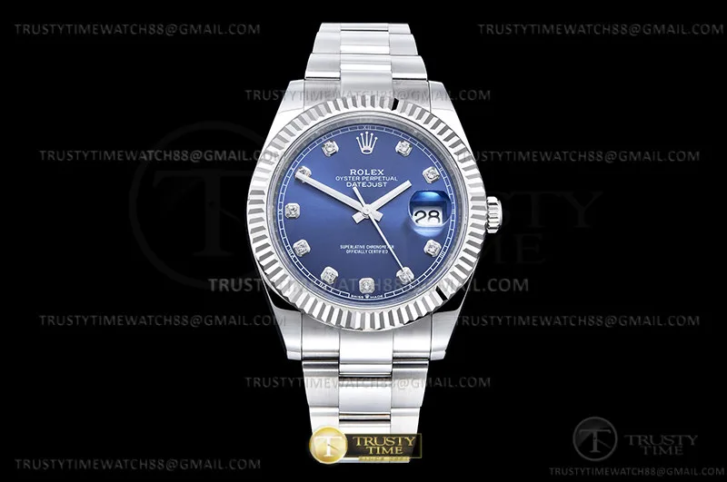 R2DJ0486B - DJ2 41mm Oys Flt 904L SS/SS Blue/Dia EWE A3235