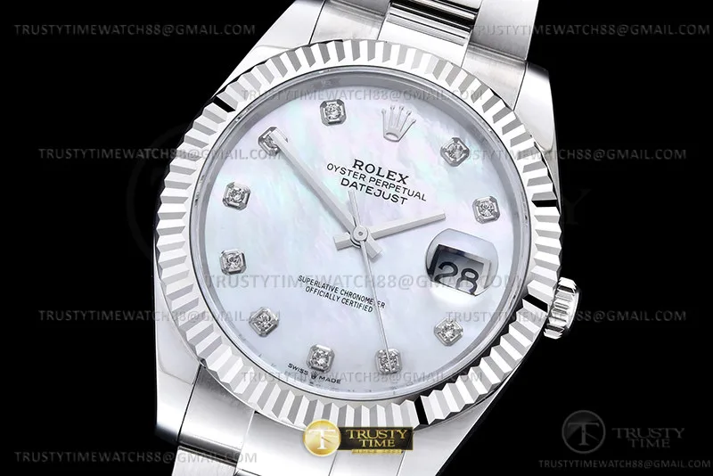R2DJ0486F - DJ2 41mm Oys Flt 904L SS/SS M-Wht/Dia EWE A3235