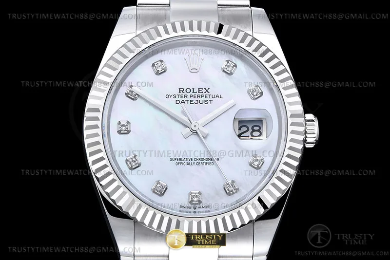 R2DJ0486F - DJ2 41mm Oys Flt 904L SS/SS M-Wht/Dia EWE A3235
