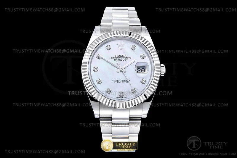R2DJ0486F - DJ2 41mm Oys Flt 904L SS/SS M-Wht/Dia EWE A3235