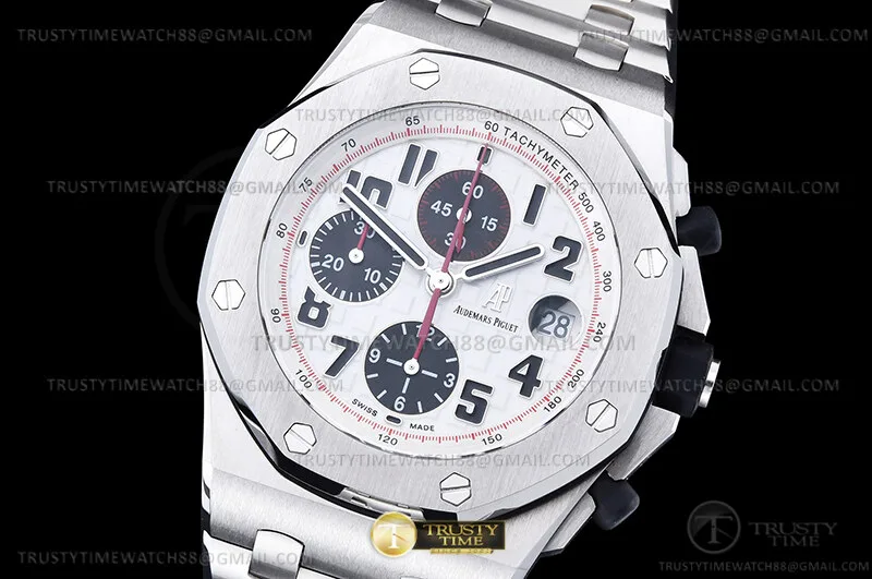 AP0898B - AP ROO Chrono 42mm SS/SS Wht/Blk/Num TKF A3126 Mod