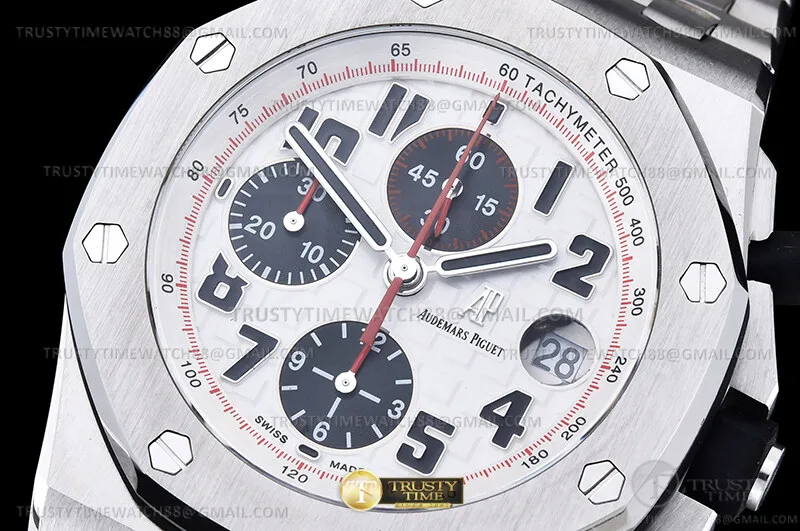 AP0898B - AP ROO Chrono 42mm SS/SS Wht/Blk/Num TKF A3126 Mod