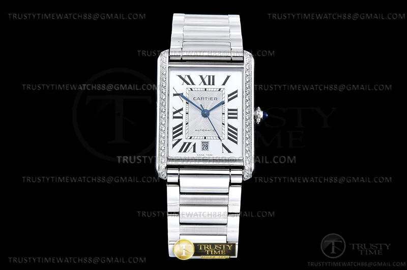 CAR0608 - Cartier Tank Solo 4324 Dia SS/SS Wht AF A1847 Mod