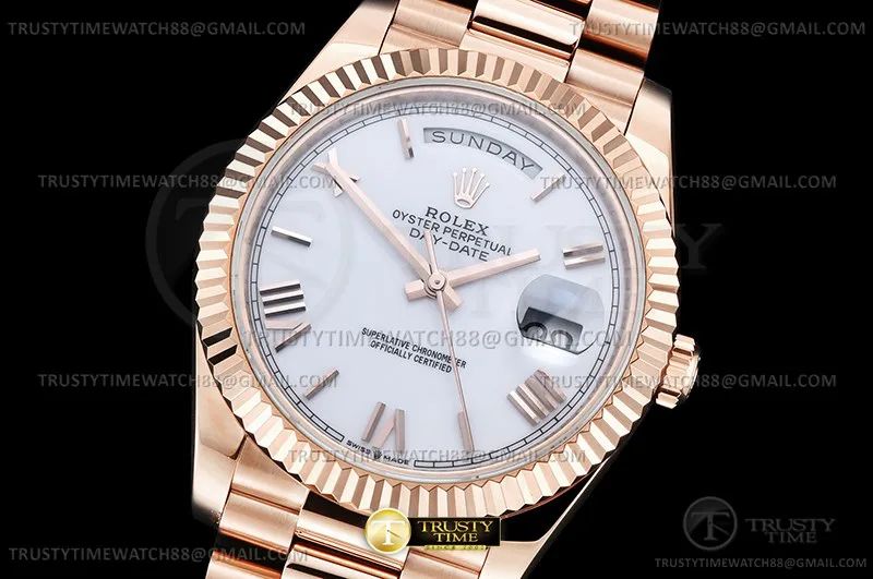 RDD0340C - DayDate 40mm 904L Flt Wt RG/RG Wht/Rm KF VR3255