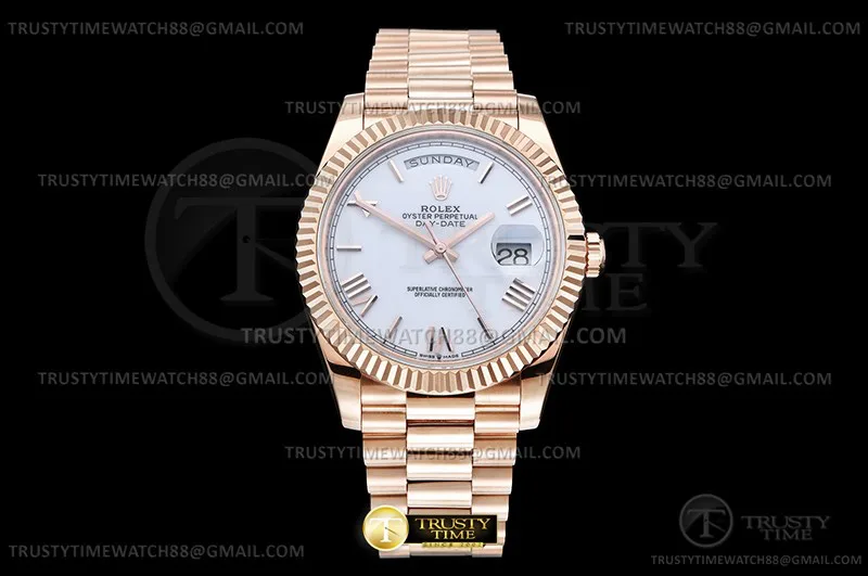 RDD0340C - DayDate 40mm 904L Flt Wt RG/RG Wht/Rm KF VR3255