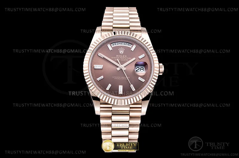 RDD0344F - DayDate 40mm 904L Flt Wt RG/RG Brn/Dia Noob A2836