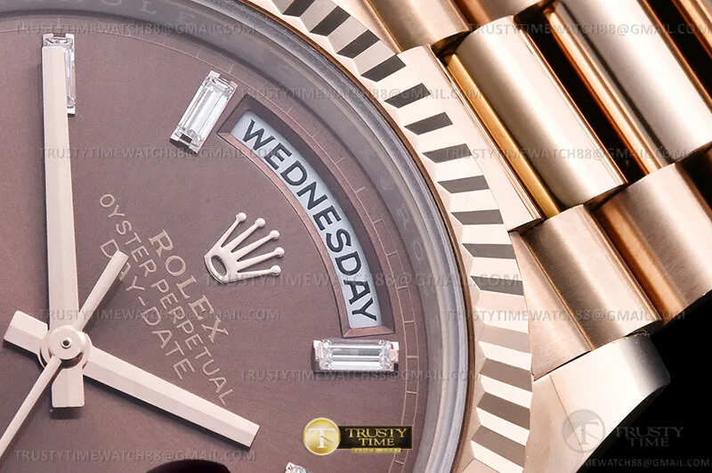 RDD0344F - DayDate 40mm 904L Flt Wt RG/RG Brn/Dia Noob A2836