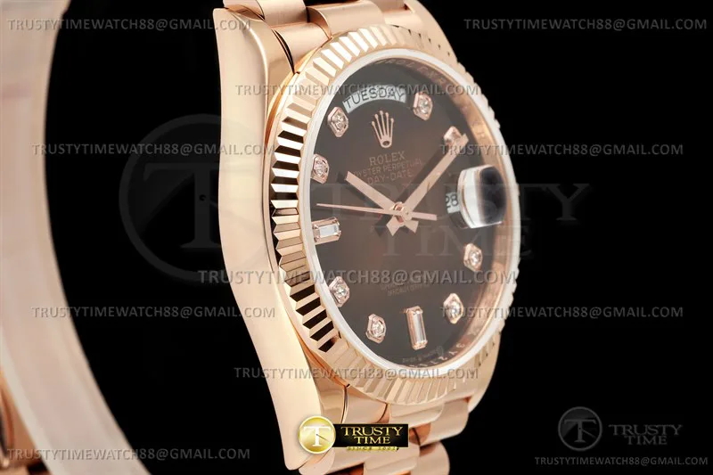 RDD0354C - DayDate 36mm 904L Flt Wt RG/RG O-Brown/Dia KF A2836