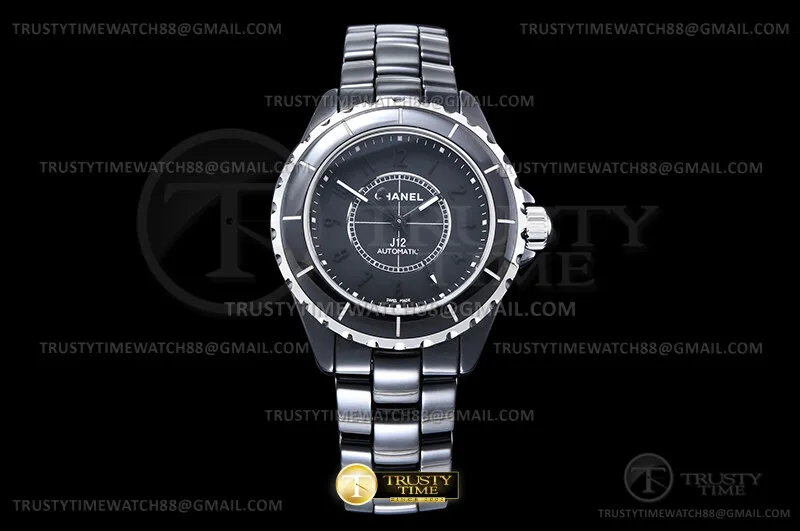 CHA026A -XHANEL J-12 38mm Blk CER/CER Blk/Num HTF A2892