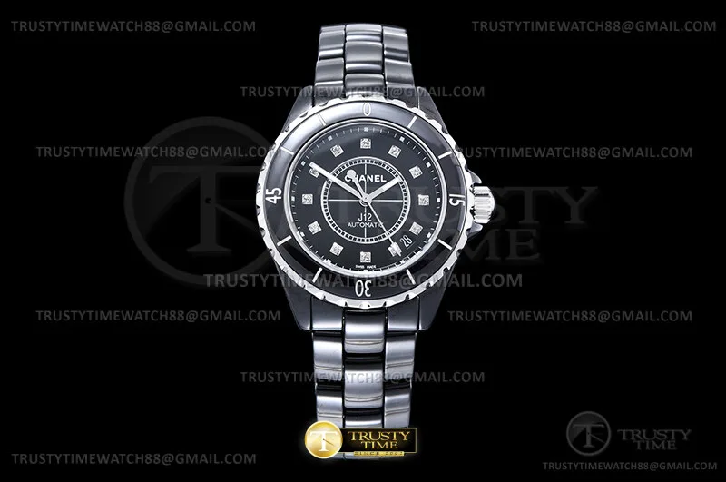 CHA026B -XHANEL J-12 38mm Blk CER/CER Blk/Dia HTF A2892