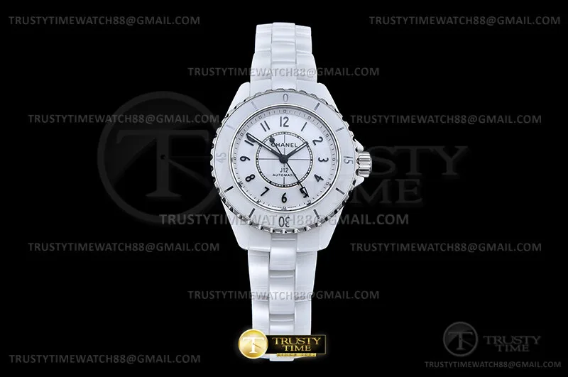CHA028A -XHANEL J-12 33mm Wht CER/CER Wht/Num HTF A12.2