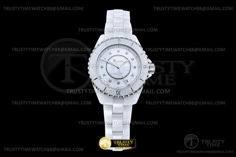 CHA028B -XHANEL J-12 33mm Wht CER/CER W-MOP/Dia HTF A12.2