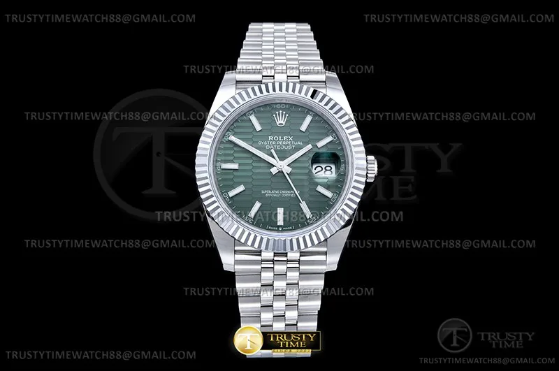 R2DJ0488G - DJ2 41mm Jub Flt 904L SS/SS Grn-P/Stk JQF VR3235
