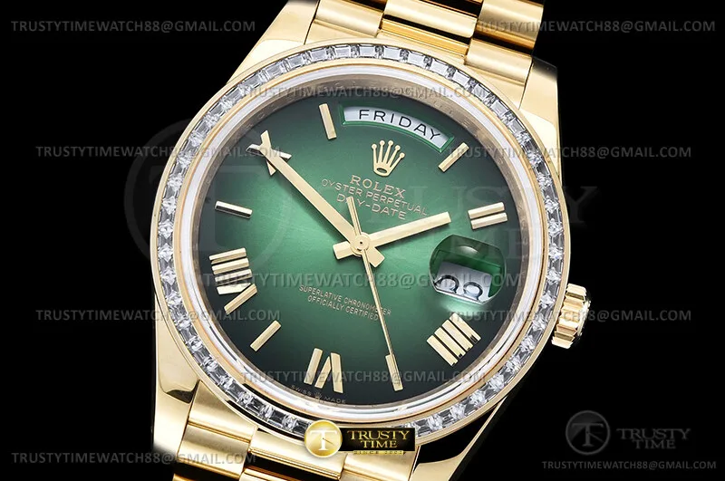 RDD0357F - DayDate 40mm 904L B.Dia YG/YG O-Grn/Rm GMF A2836