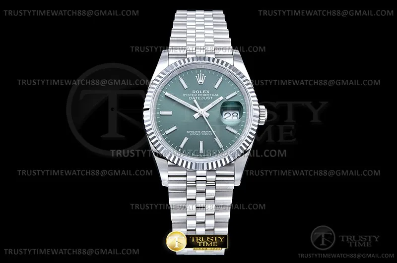 RDJ0467C - DJ 36mm Jub Flt 904L SS/SS Grn/Stk JQF VR3235