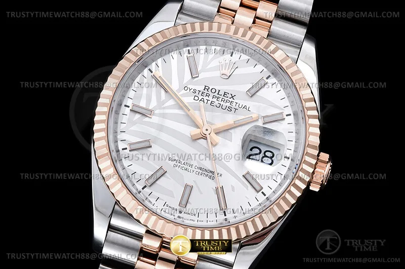 RDJ0468B - DJ 36mm Jub Flt 904L RG/SS M-Palm/Stk VSF VS3235