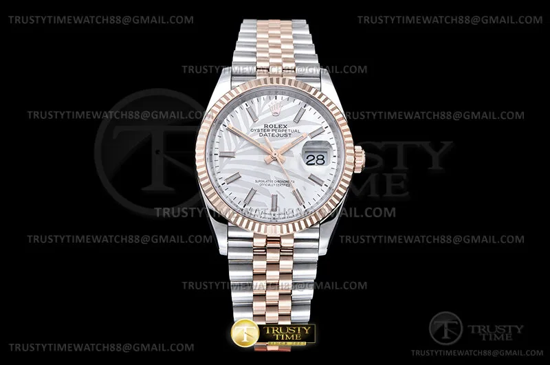 RDJ0468B - DJ 36mm Jub Flt 904L RG/SS M-Palm/Stk VSF VS3235