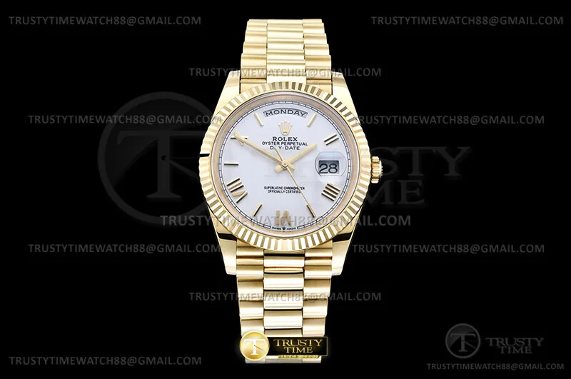RDD0361A - DayDate 40mm 904L Flt Wt YG/YG Wht/Rm/Stk TMF SH3255