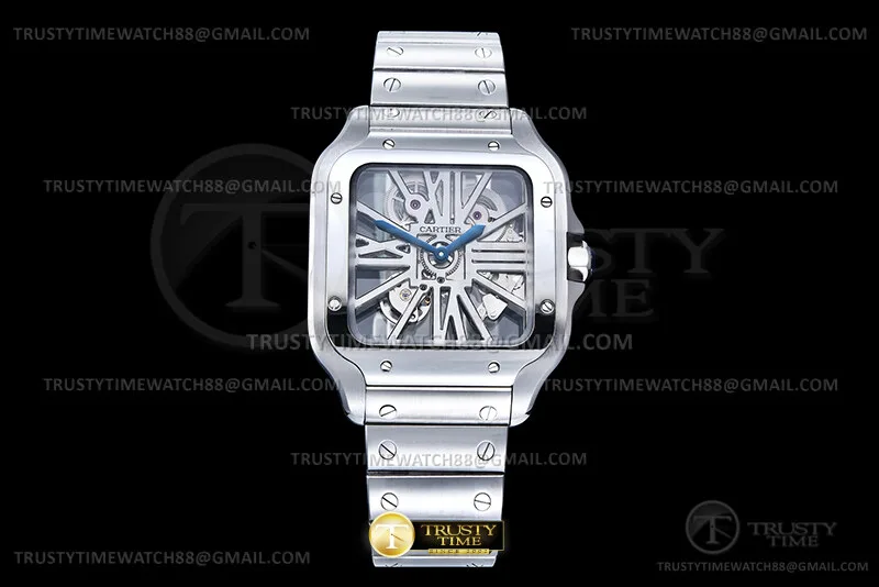 CAR0629A - Santos Cartier Skeleton 40mm SS/SS Ske MLF 9611MC
