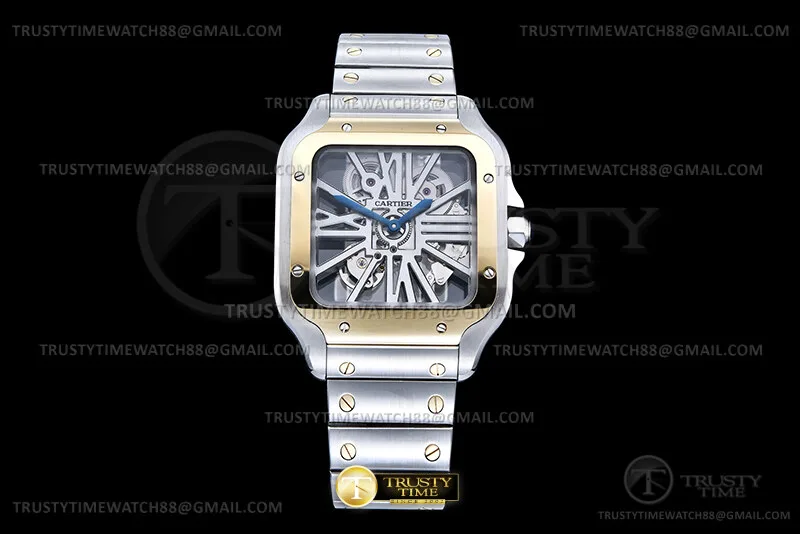CAR0630 - Santos De Cartier Skeleton 40mm YG/SS Ske MLF 9611MC
