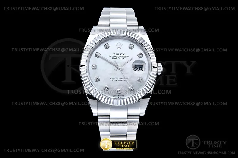 R2DJ0499F - DJ2 41mm Oys Flt SS/SS M-Wht/Dia Clean Plus DD3235