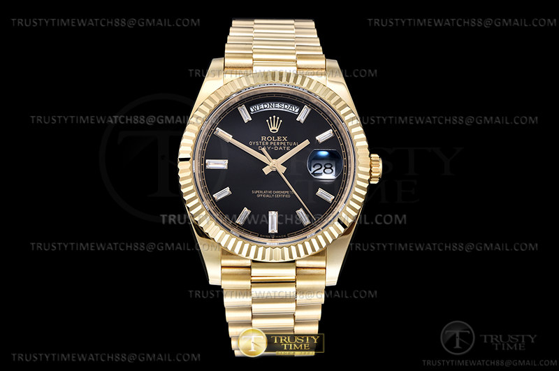 Quadrante della lunetta scanalato Presidential oro giallo nero DayDate 36mm EWF VR3255