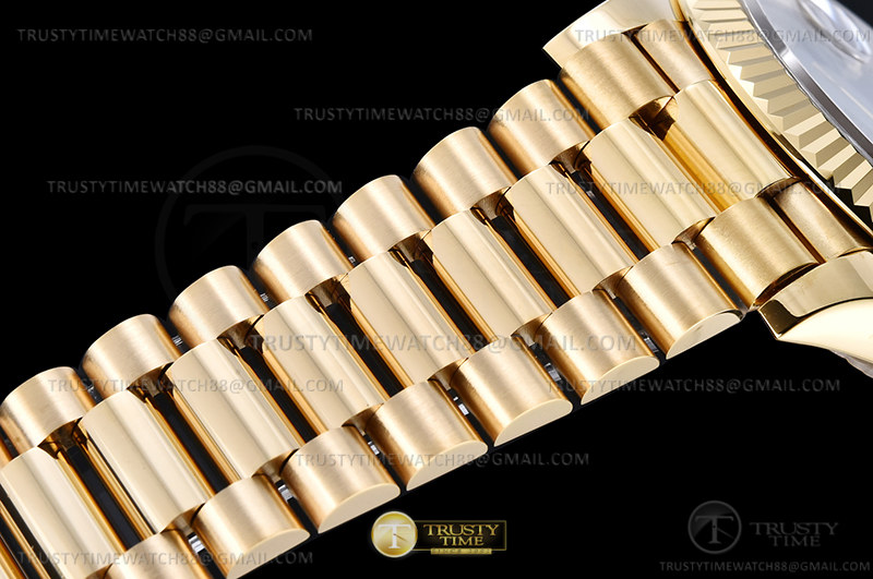 Quadrante della lunetta scanalato Presidential oro giallo nero DayDate 36mm EWF VR3255 - immagine 3