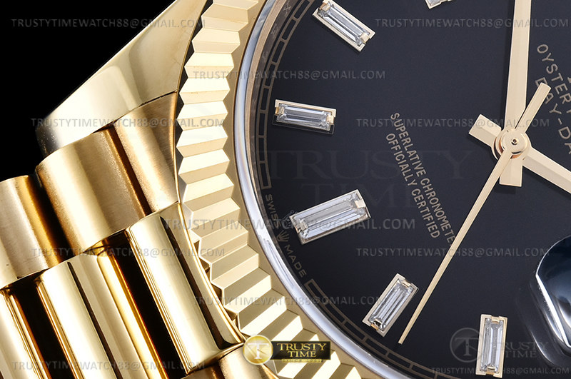 Quadrante della lunetta scanalato Presidential oro giallo nero DayDate 36mm EWF VR3255 - immagine 7