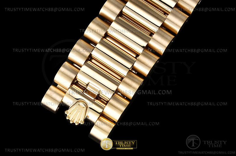 Quadrante della lunetta scanalato Presidential oro giallo nero DayDate 36mm EWF VR3255 - immagine 10