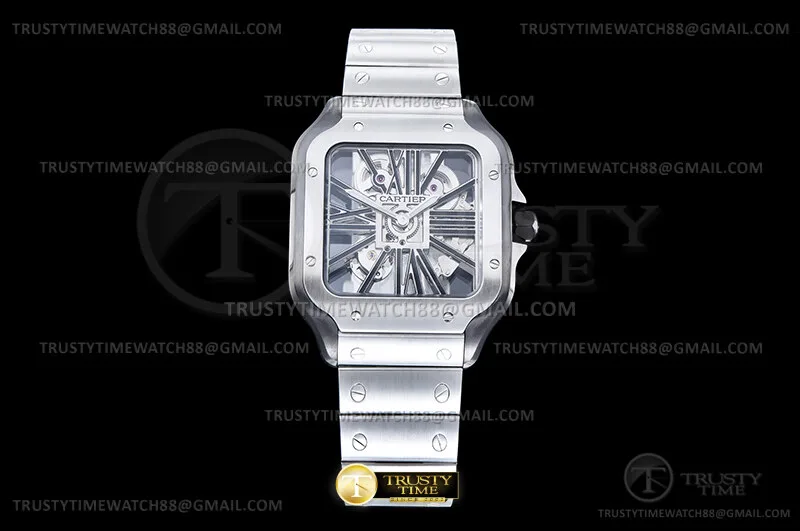 CAR0634D - Santos Cartier Skele 40mm PVD/SS Blk Ske RICH 9611MC