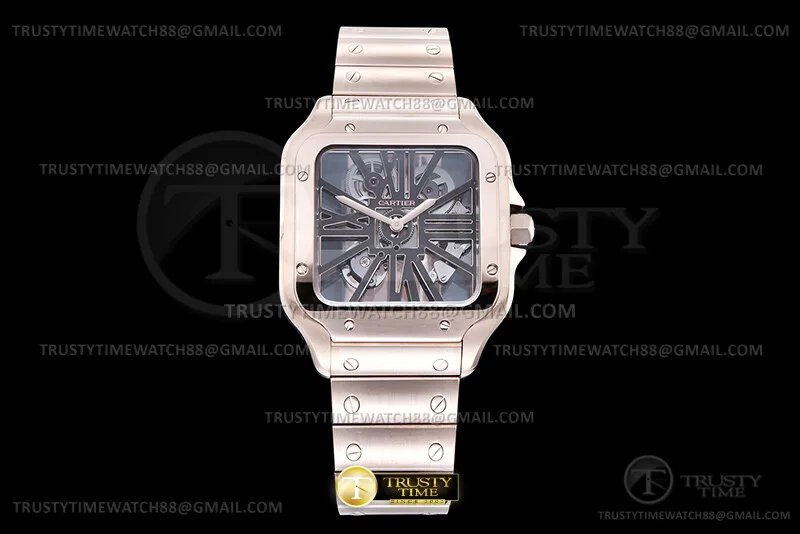 CAR0636C - Santos De Cartier Skeleton 40mm RG/RG Ske RICH 9619MC