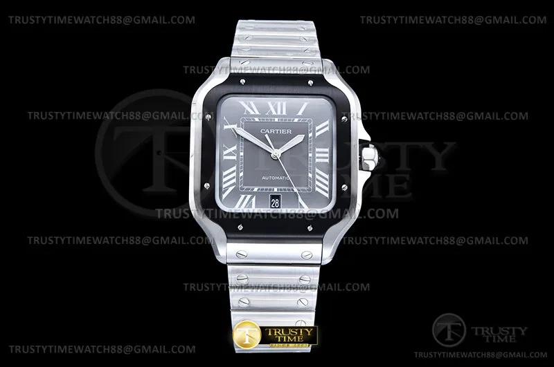 CAR0637 - Santos De Cartier Mens Large SS/SS Grey BVF SH-MY