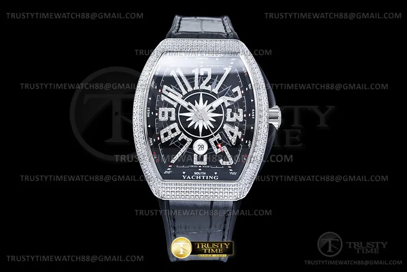 FM197C - Vanguard Yachting 44mm Blk Diams SS/LE/RU Blk ABF A2824