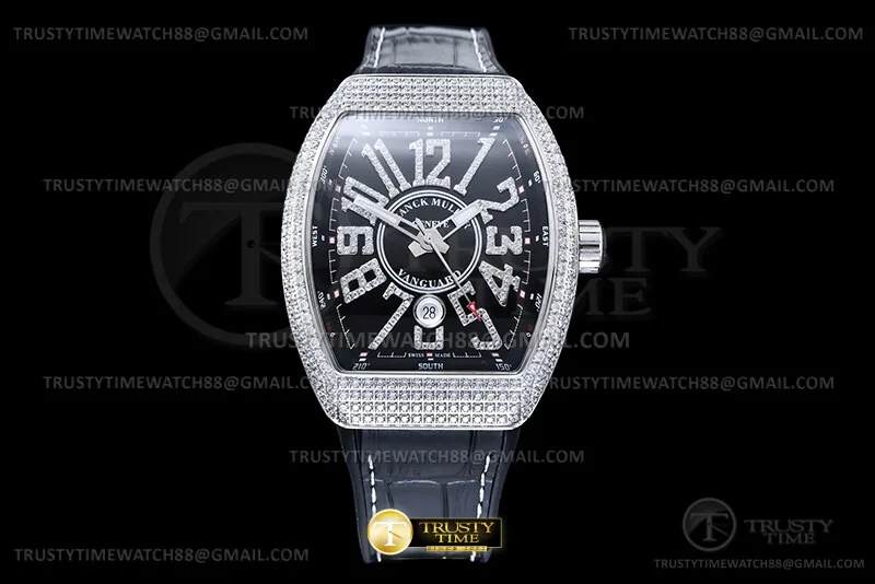 FM197E - Vanguard V45 44mm Blk Diams SS/LE/RU Blk ABF A2824